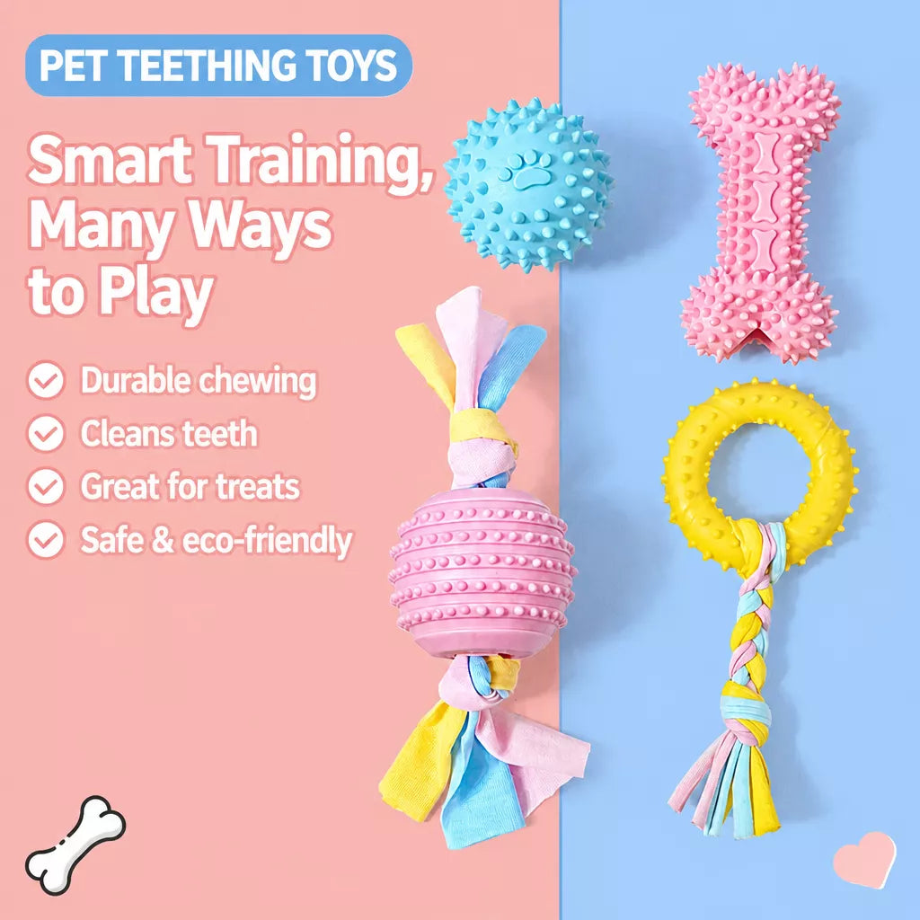 Silicone Dog Chew Toy – Ball, Bone & Rope Shapes