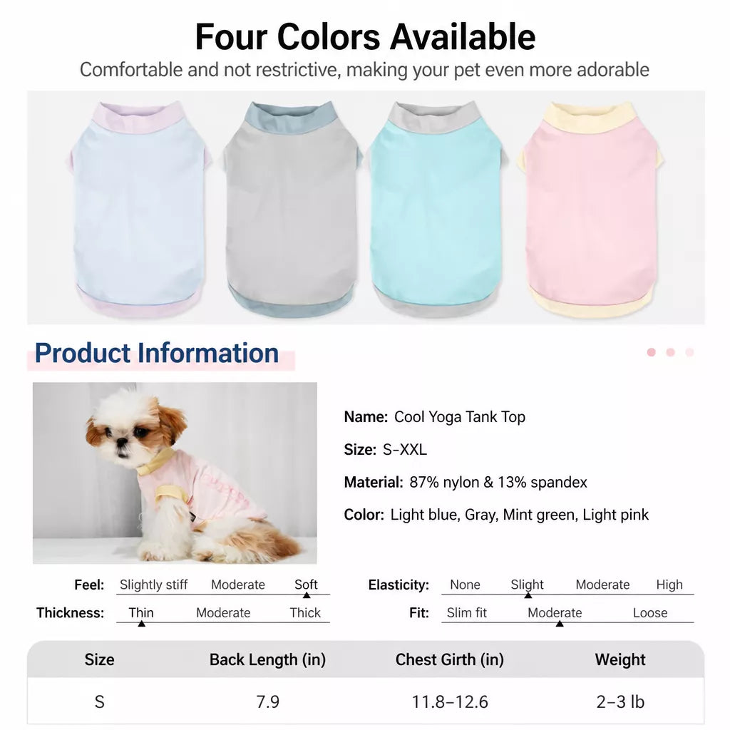 Four color choices and nylon-spandex fabric specification