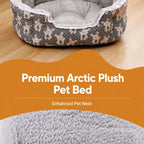 Printed Plush Bolster Pet Bed — design and construction details