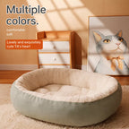 Light neutral oval bed with cream lining