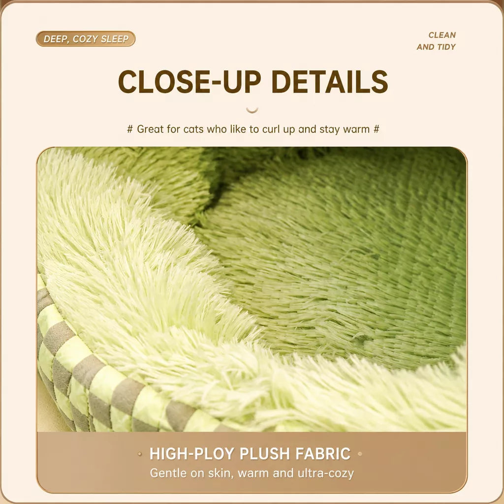 Semi-Enclosed Plush Pet Bed