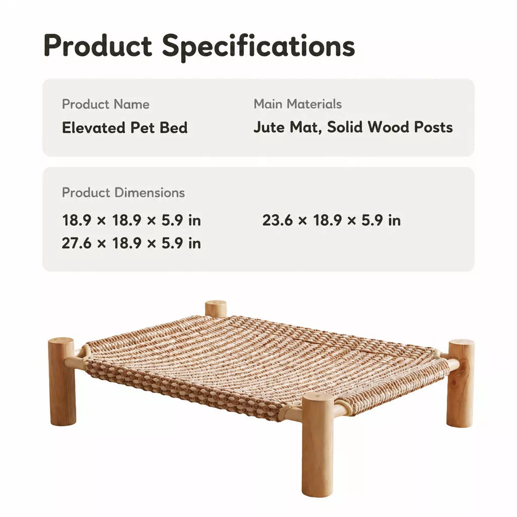 Rattan-Woven Cat Bed with Scratching Surface