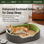 Dog resting its head beside the padded raised sides