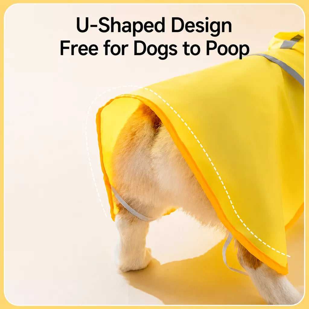 Hooded Dog Rain Poncho with Clear Brim and Belly Cover - product detail
