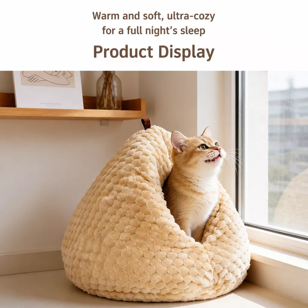 Textured Plush Cat Cave Bed — design and construction details