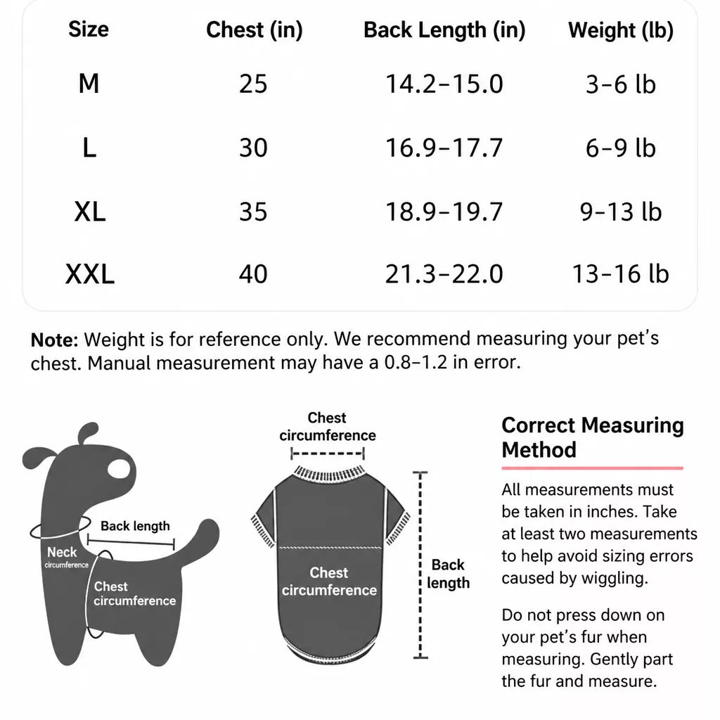 Supplier size chart with inconsistent column labels and units