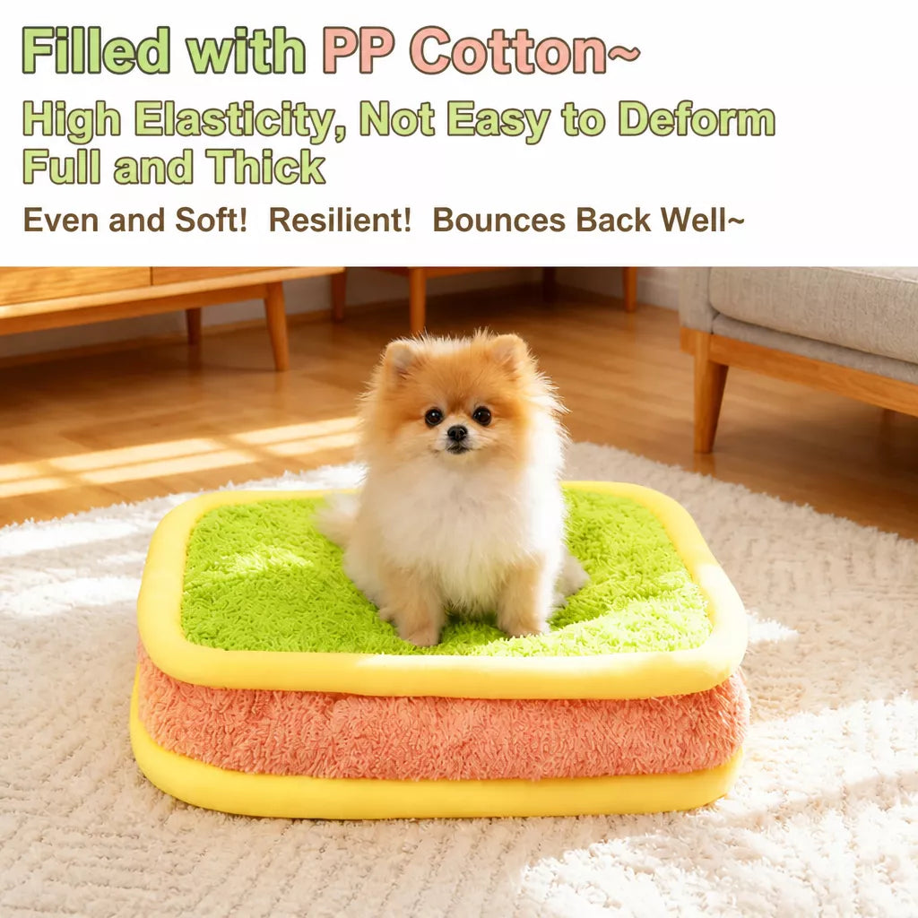 Color-Block Plush Pet Mat — design and construction details