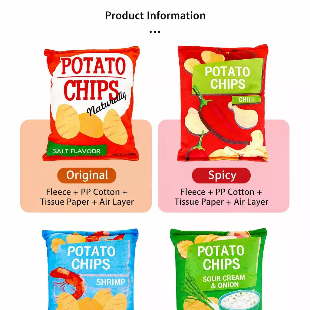 Plush Potato Chip Crinkle Toy for Dogs and Cats