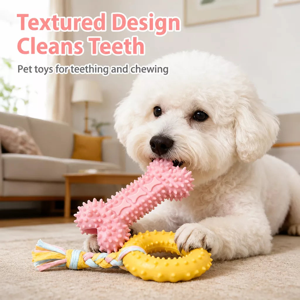 Silicone Dog Chew Toy – Ball, Bone & Rope Shapes