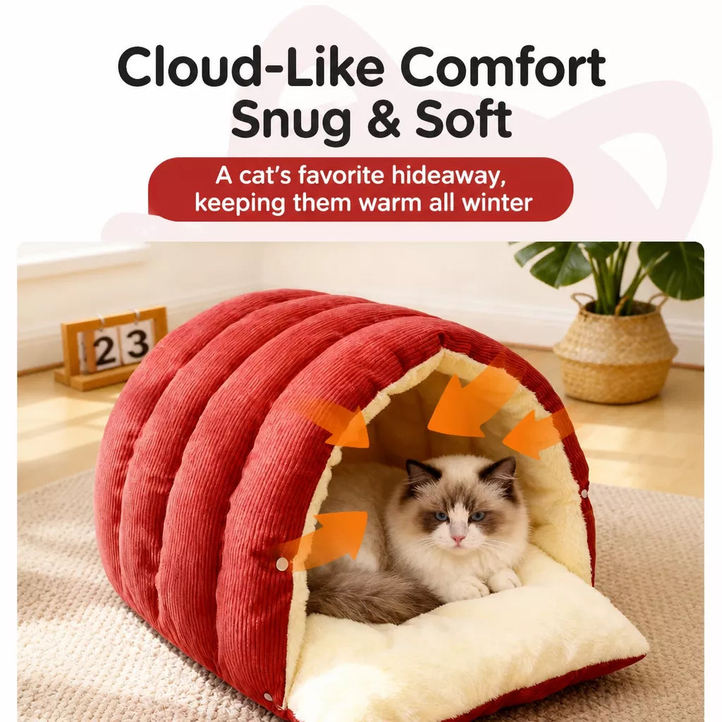 Semi-Enclosed Foam Pet Bed for Cats and Small Dogs