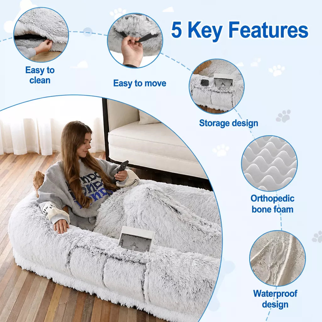 Giant Plush Bolster Dog Bed — design and construction details