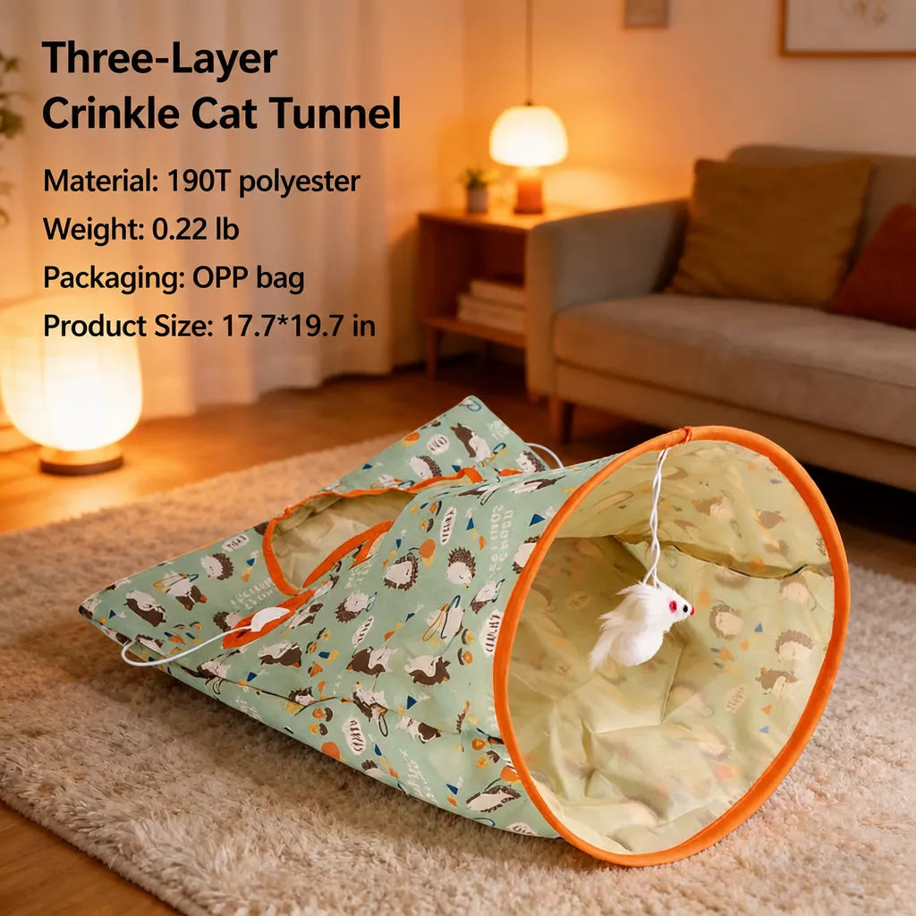 Cat Crinkle Tunnel and Hideaway Bag Toy