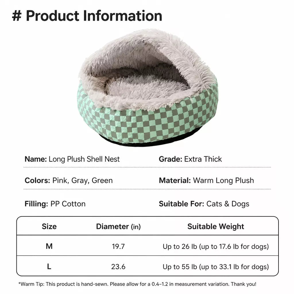 Semi-Enclosed Plush Pet Bed