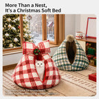 Red and green plaid cave bed options