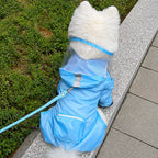 Four-Leg Dog Rain Suit with Clear Hood and Leash Access - product detail