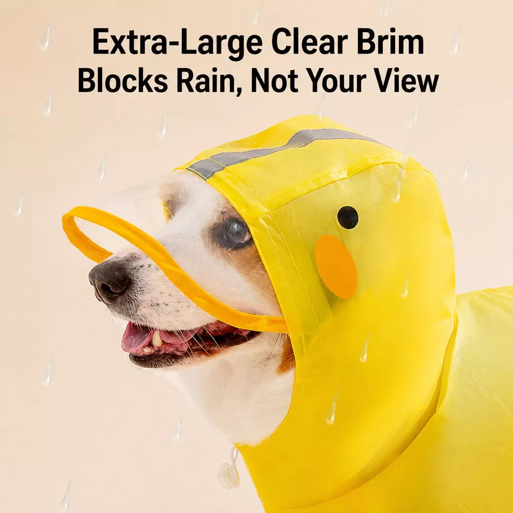 Hooded Dog Rain Poncho with Clear Brim and Belly Cover - product detail