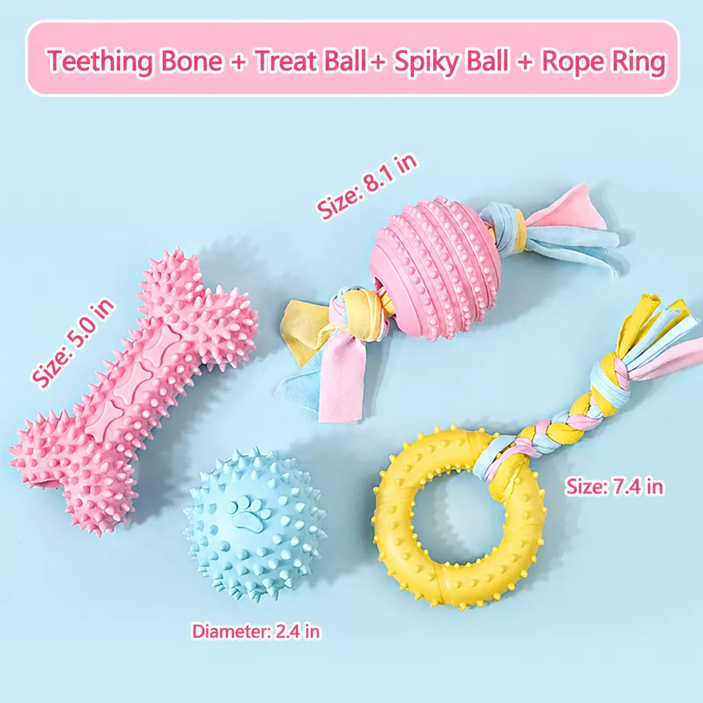 Silicone Dog Chew Toy – Ball, Bone & Rope Shapes