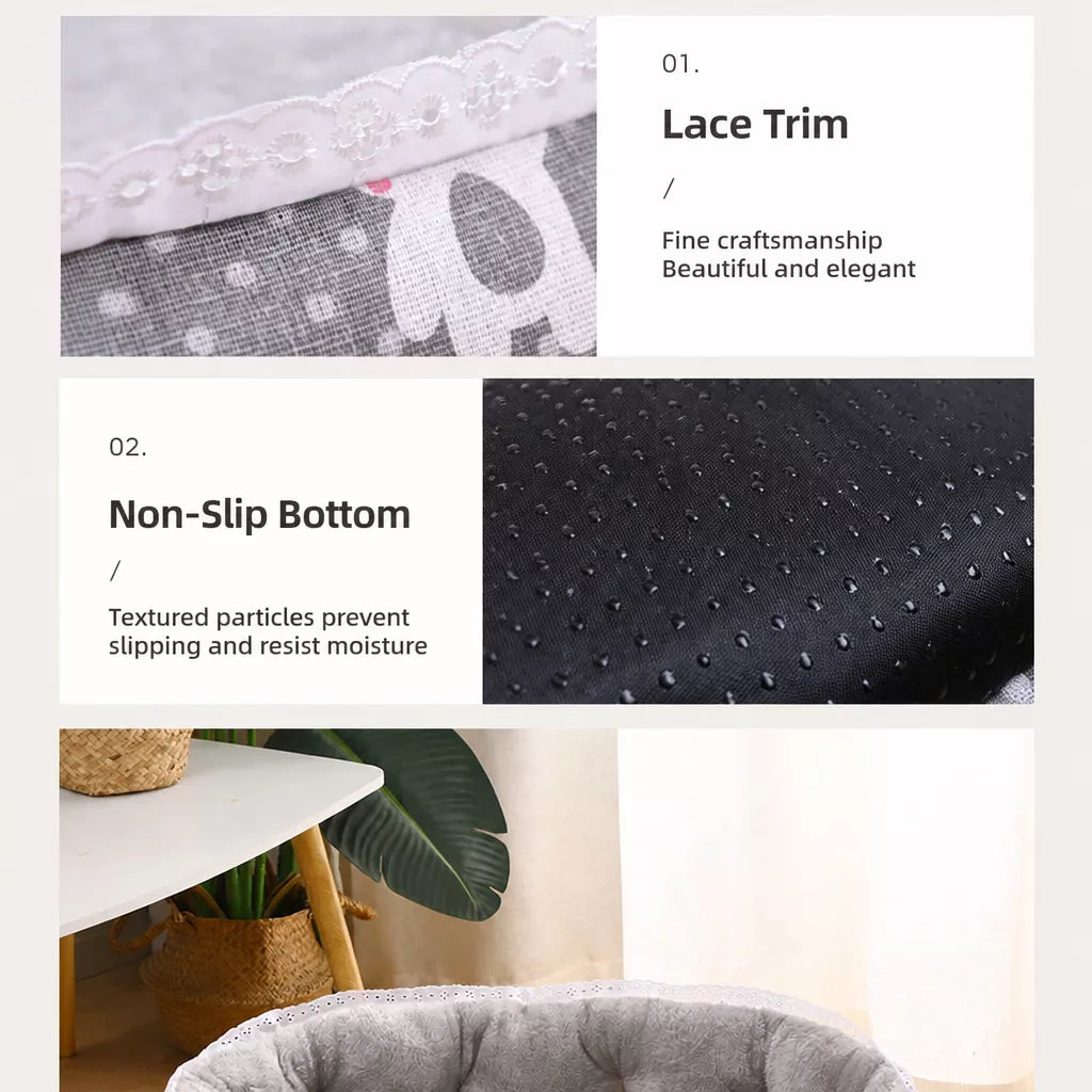 Printed Plush Bolster Pet Bed — design and construction details