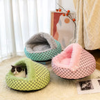 Semi-Enclosed Plush Pet Bed