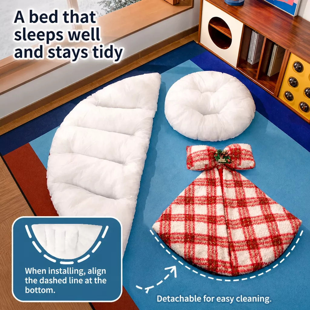 Plaid bed removable shell and cushion setup
