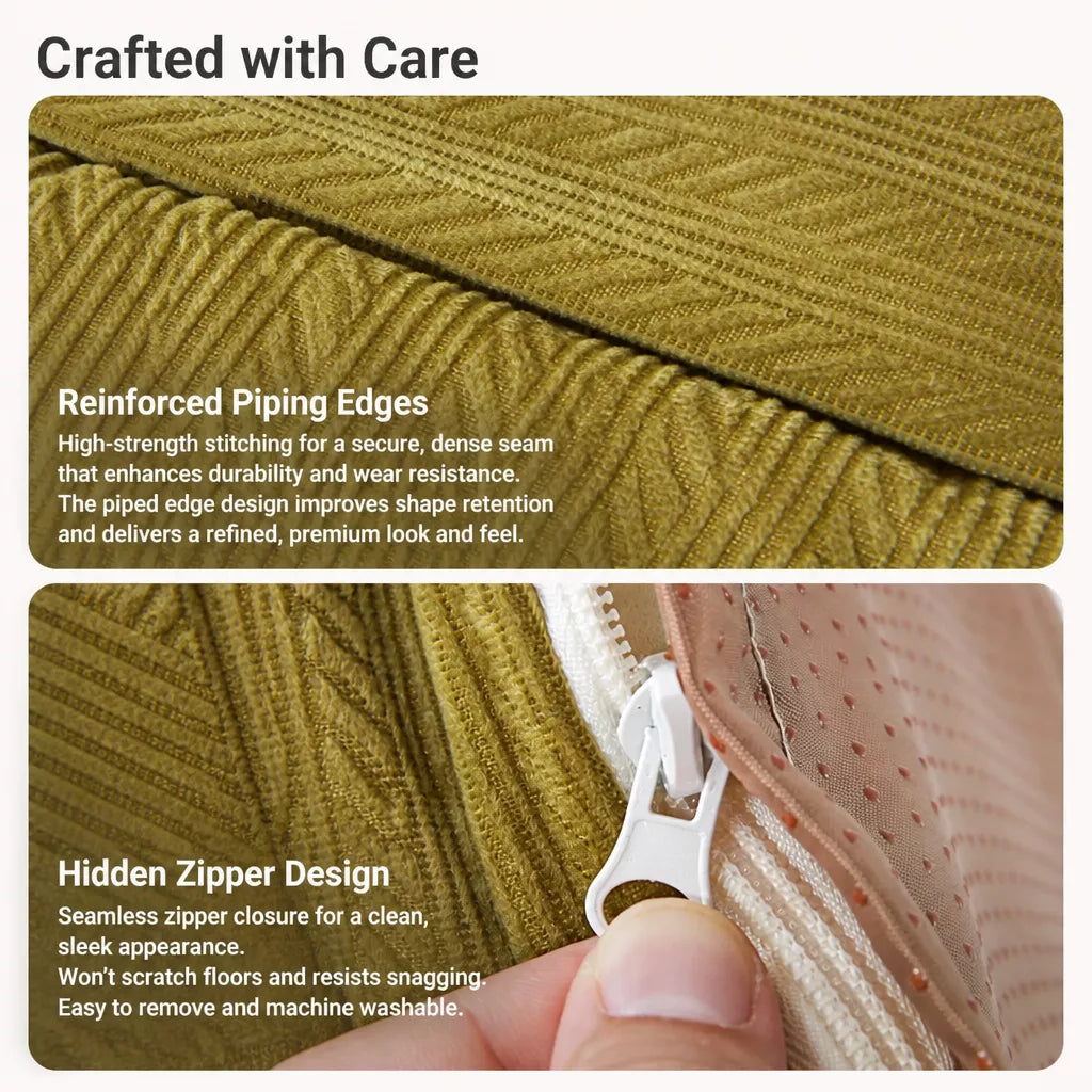 Fabric seams and hidden zipper details
