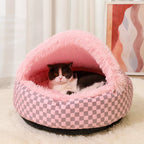 Semi-Enclosed Plush Pet Bed