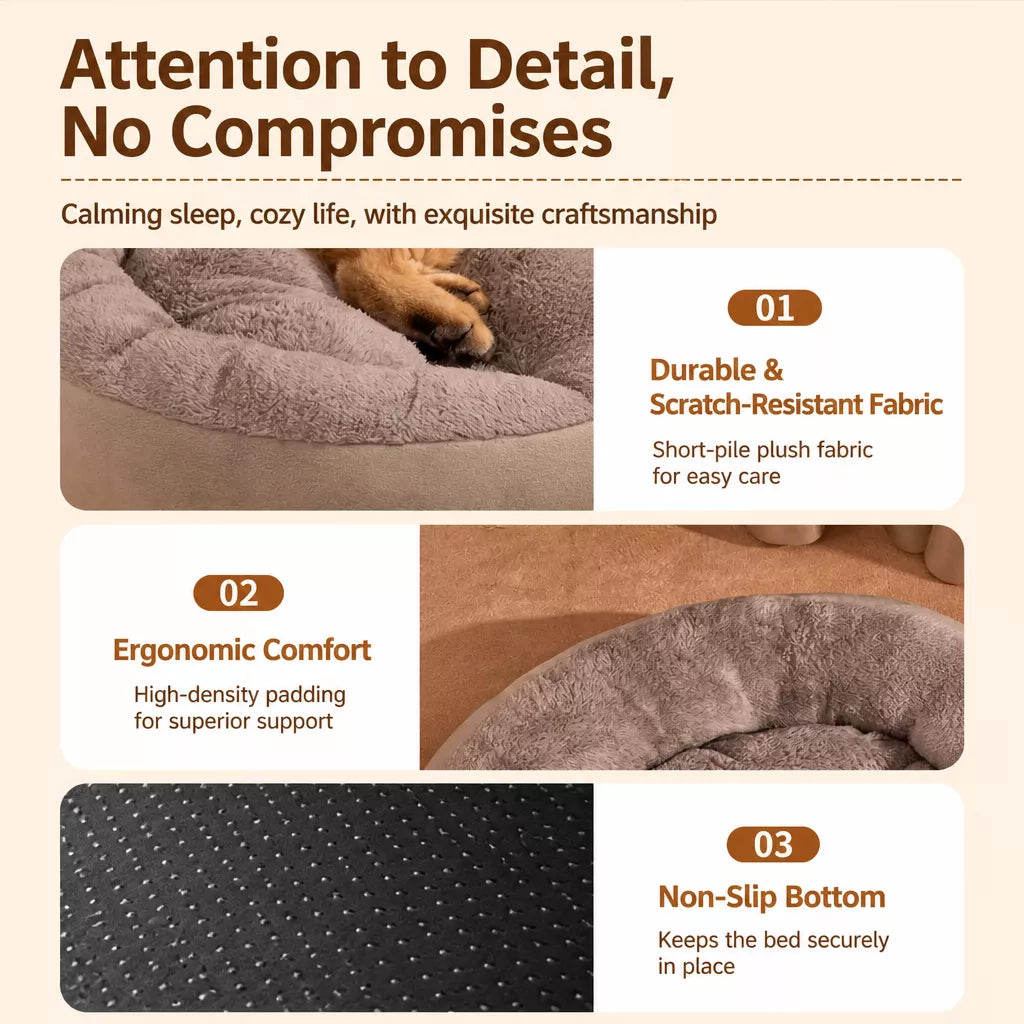 Oval Plush Bolster Pet Bed — design and construction details