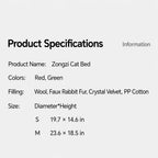 Plaid pet cave bed specification panel
