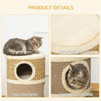 28-Inch Cat Condo with Sisal Scratcher, Khaki & Brown - W2225P229193 - product view 3