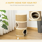 28-Inch Cat Condo with Sisal Scratcher, Khaki & Brown - W2225P229193 - product view 4