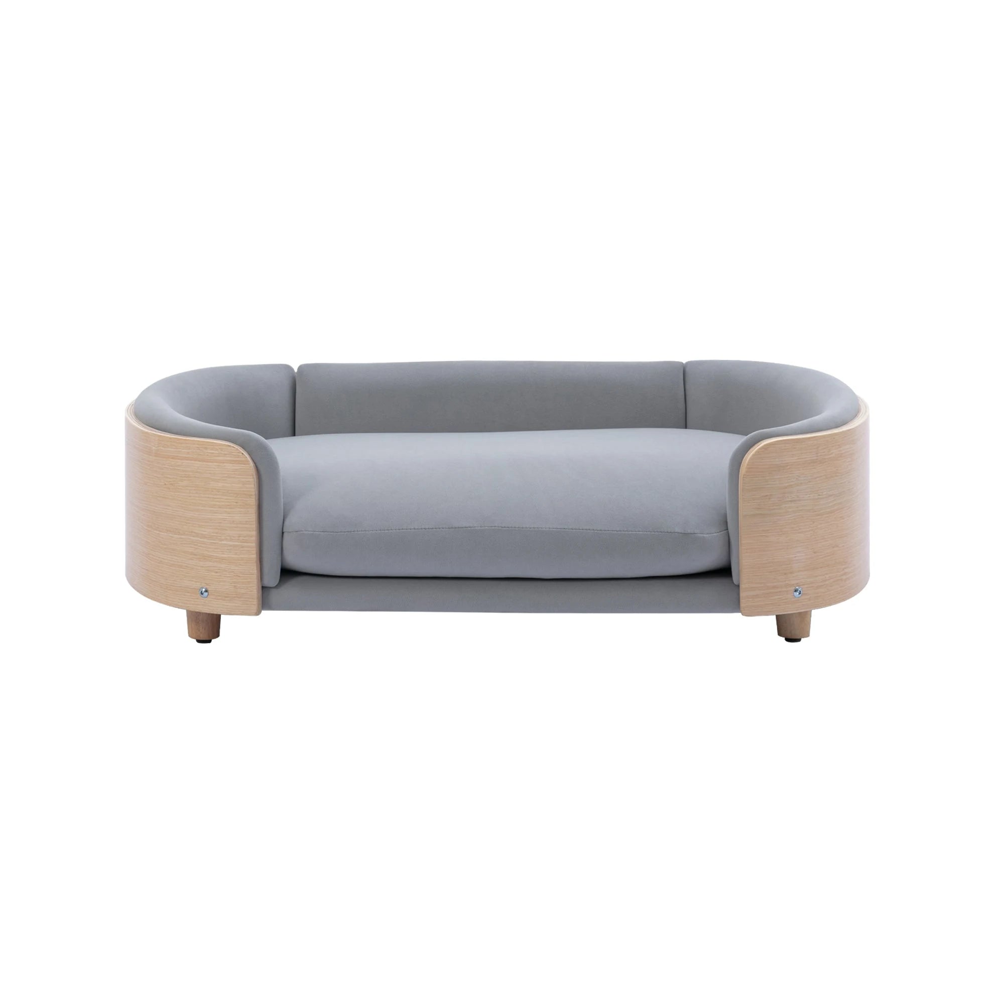Elevated Wood Pet Sofa with Gray Velvet Cushion W79460561 Secondary image