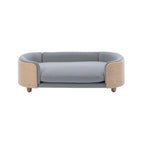 Elevated wood pet sofa front view