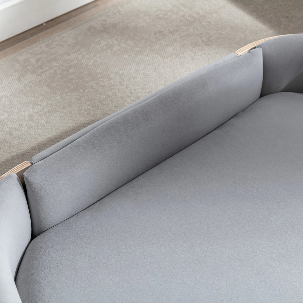 Gray upholstered backrest detail