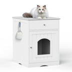 Hidden Cat Litter Box Enclosure with Drawer, White - W80863135 - product view 4