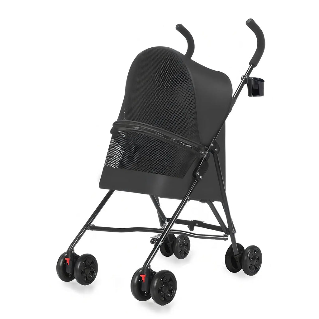 Black foldable pet stroller product view