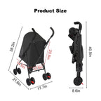 Black pet stroller dimensions folded and unfolded