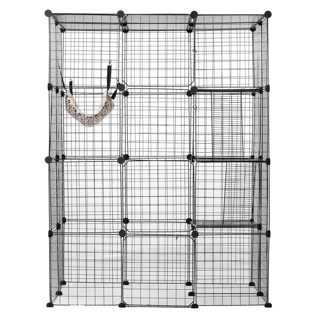 Black wire cat enclosure front view