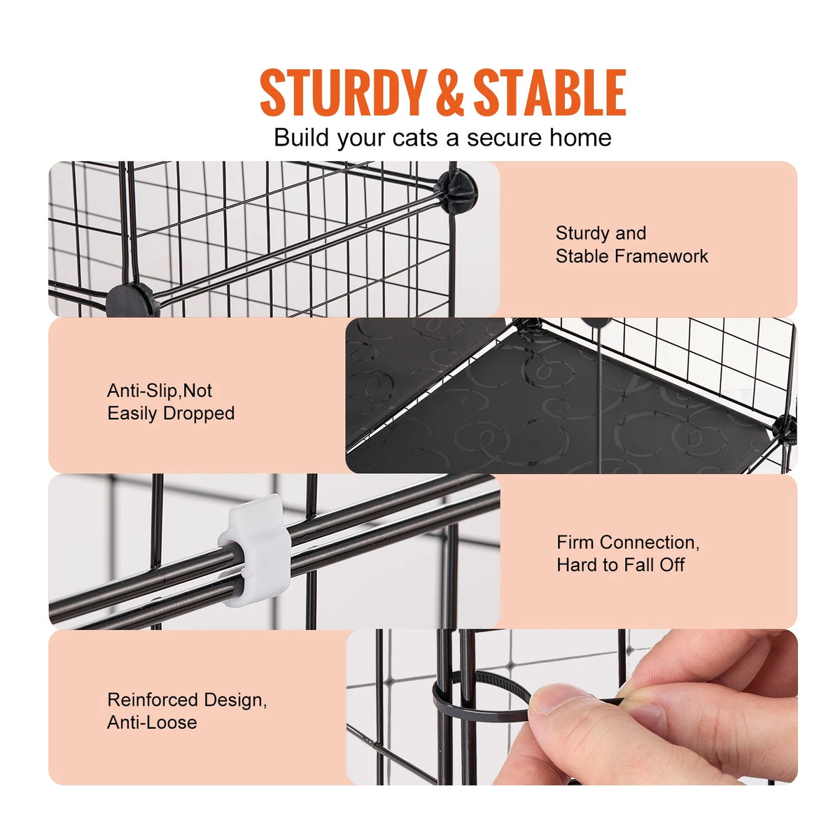 Cat enclosure panel and platform connections