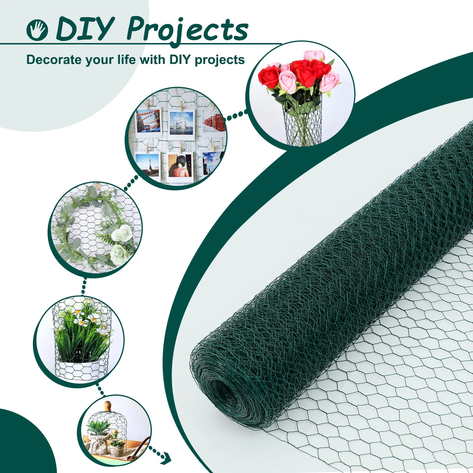 Green Coated Chicken Wire Roll 196.85 ft W2505P175804 Secondary image