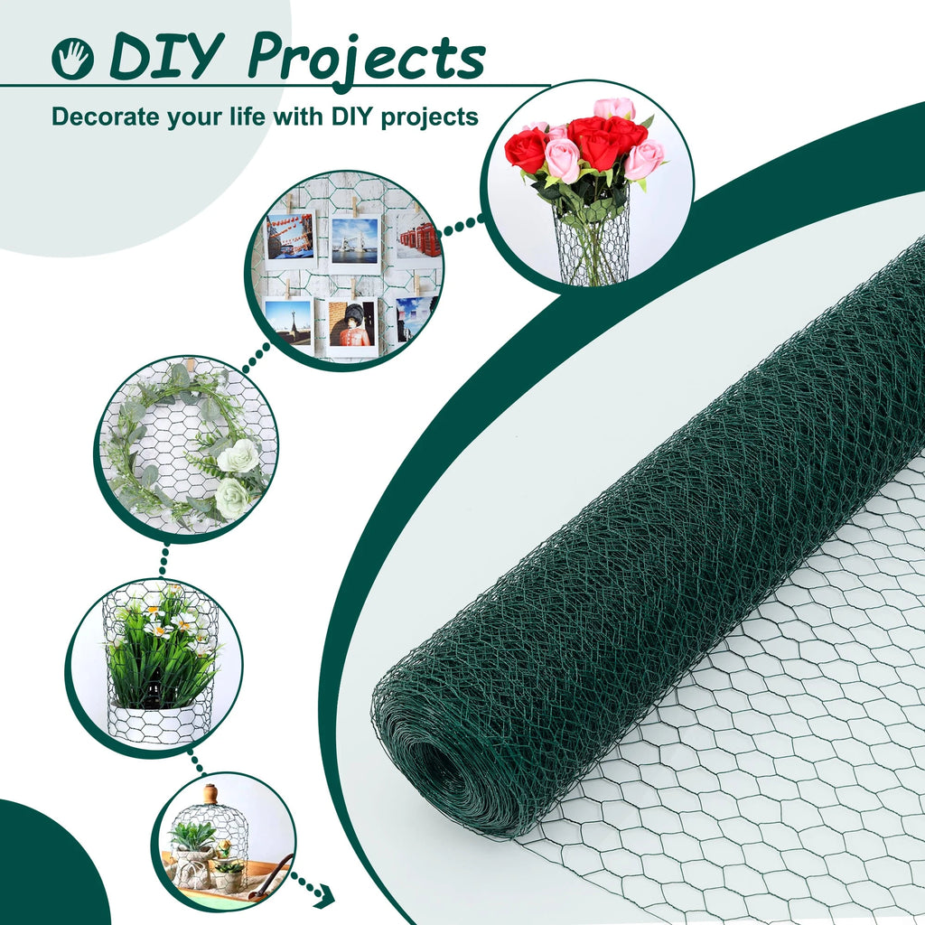 Green Coated Chicken Wire Roll 196.85 ft — craft project examples