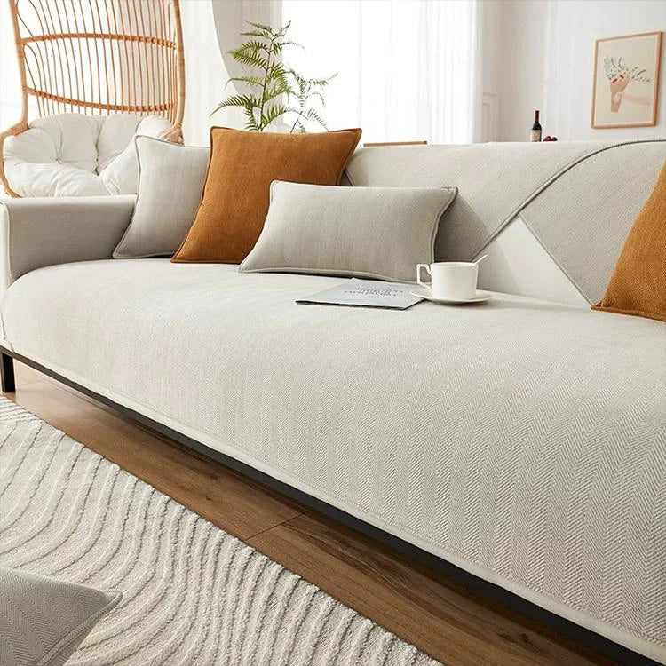 Beige Chenille couch cover variant