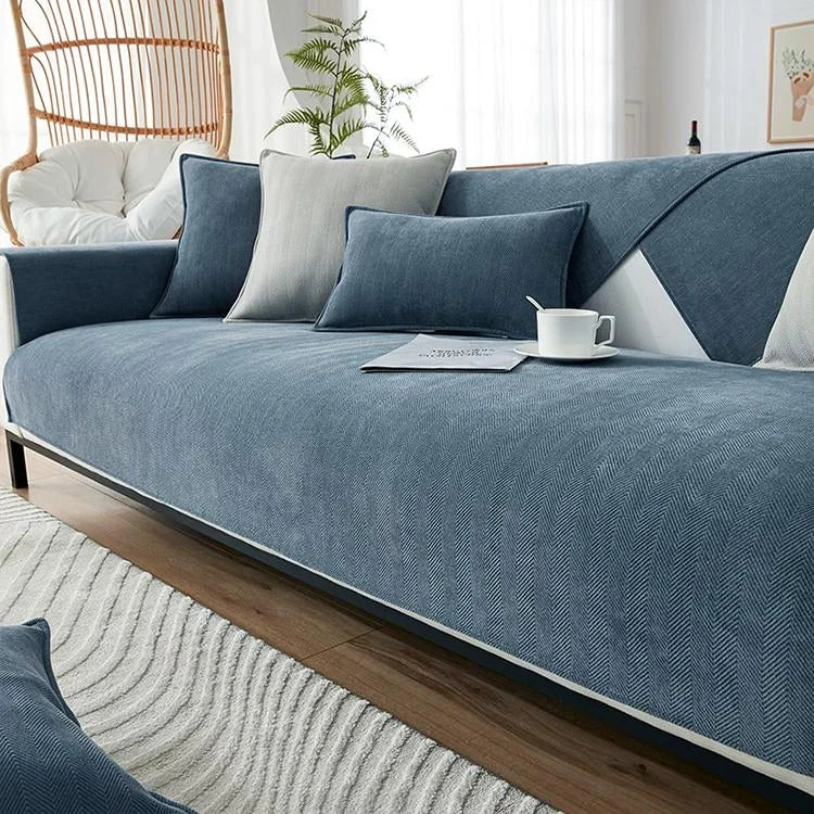 Dark blue Chenille couch cover variant