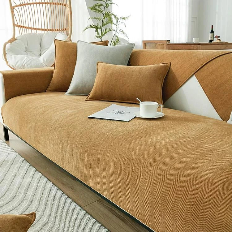 Yellow Chenille couch cover variant