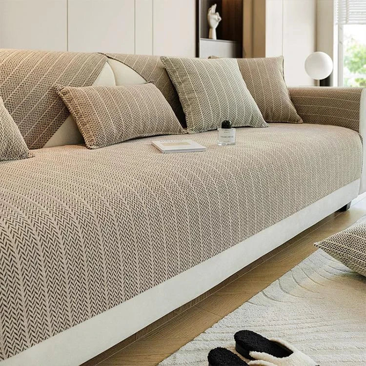 Coffee Chenille couch cover variant