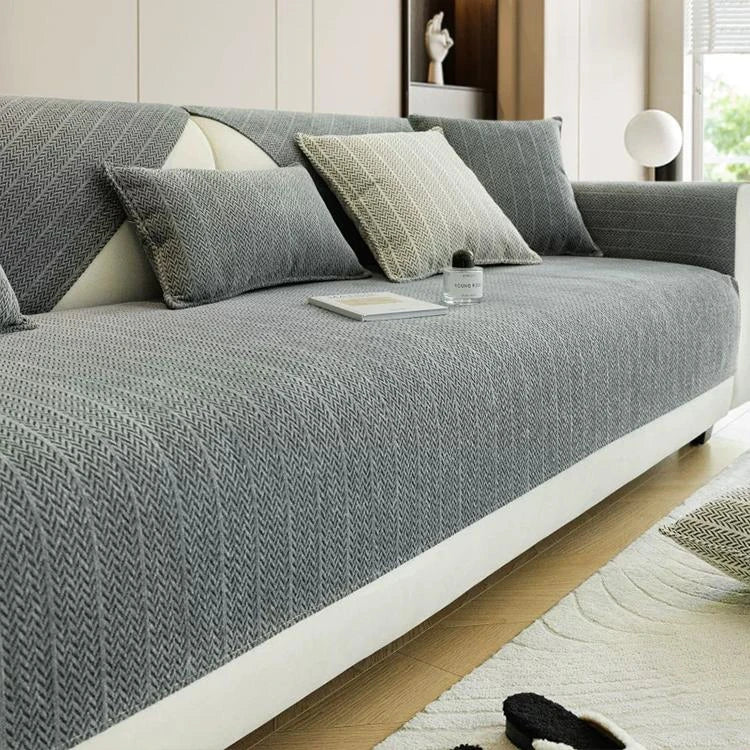 Dark gray Chenille couch cover variant