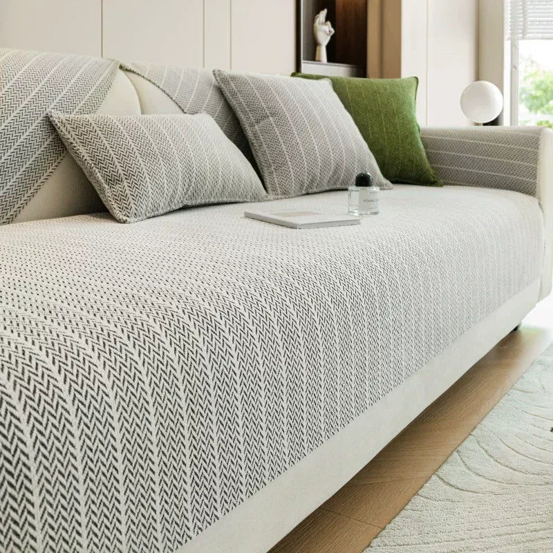 Light gray Chenille couch cover variant