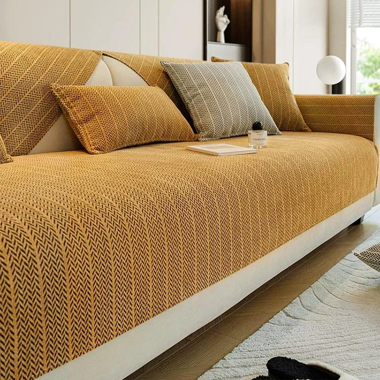 Yellow Chenille couch cover variant