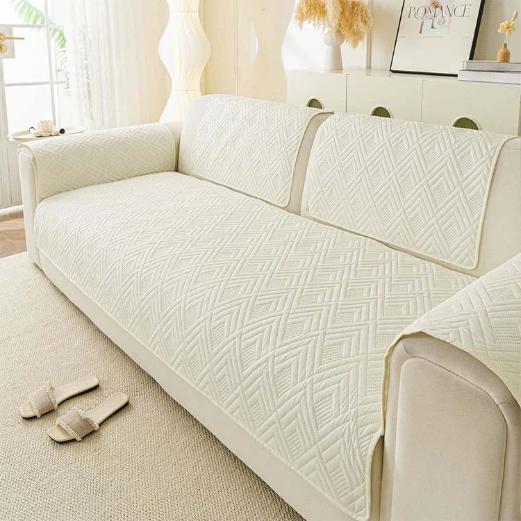 Beige Brushed Fabric couch cover variant