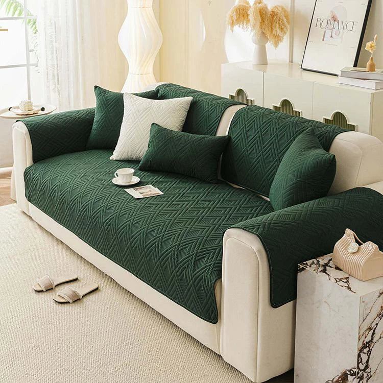 Green Brushed Fabric couch cover variant