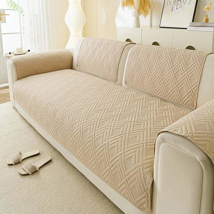 Khaki Brushed Fabric couch cover variant
